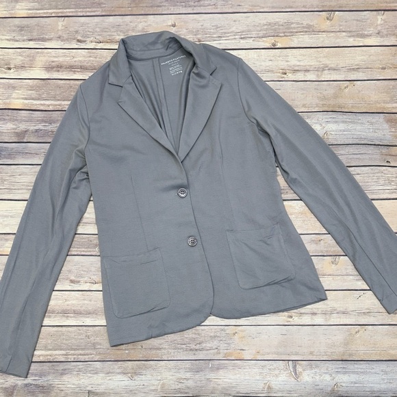 Majestic Filatures Women’s Soft Touch Two-Button Blazer Gray Size 2(small)